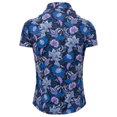 Greg Norman Twinflower Tide women's golf polo in Navy – alternate view