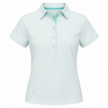 Greg Norman women's Chase short-sleeve golf polo in Ocean Breeze with subtle textured pattern, front view
