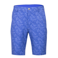 Greg Norman Tonal Palm Leaves shorts in a maritime blue color, featuring a subtle palm leaf pattern, shown in a front view.