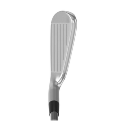 Mizuno JPX 925 Hot Metal Pro iron, top view. Shows the club's thin top line and precision grooves, designed for better control and spin. Ideal for golfers seeking a combination of distance and feel with a sleek, professional look.