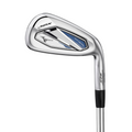 Mizuno JPX 925 Hot Metal HL iron paired with a JPX HL hybrid club. The iron has a high-launch design with a polished chrome finish, promoting easier ball flight, while the hybrid features a matte black crown and an aerodynamic shape for improved distance and forgiveness.