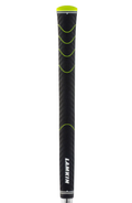 The Lamkin Sonar Tour Standard+ Grip is a black grip with green accents and cap, featuring a textured pattern for all-weather traction and the white Lamkin logo near the base.