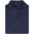 Levelwear Inlay navy golf polo collar, button placket and fabric pattern detail