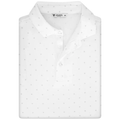 Levelwear Inlay white golf polo collar, button placket and fabric pattern detail