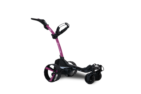 MGI Zip Navigator All Terrain electric golf trundler Passion Pink - rear three-quarter view