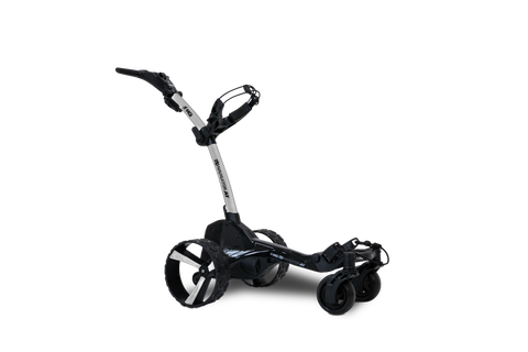 MGI Zip Navigator All Terrain electric golf trundler Pearl White - rear three-quarter view