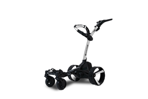 MGI Zip Navigator All Terrain electric golf trundler Pearl White - front three-quarter view