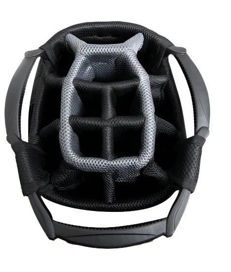 Top view of the MGI Dri Play golf bag showing the 14 different compartments