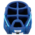 Top view of the Mizuno 2024 BR-D3 Cart Bag's blue divider system with five padded sections helps organize and protect your clubs in this lightweight Mizuno golf cart bag.