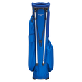 The Mizuno 2024 BR-D3 Stand Bag, shown upright with silver legs, several pockets, and a shoulder strap against a white background, is a lightweight golf bag from Mizuno designed for easy carrying.