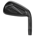 The Mizuno 2025 JPX 925 Hot Metal Black Irons Set (5–PW + GW) features a sleek, modern blacked-out design with engraved branding on the clubhead and hosel, shown against a white background.