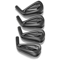 Four Mizuno 2025 JPX925 Forged Black Irons are stacked vertically, displaying the club heads, visible numbering, and the Mizuno logo of this premium set.