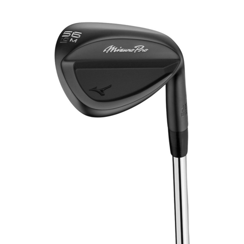 The Mizuno 2025 Pro T-3 Black ION Wedge features a 56-degree loft, bold Mizuno branding on the clubhead, and a silver shaft—delivering premium precision and quality for golf enthusiasts.