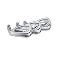Three polished Mizuno JPX925 Hot Metal HL Irons, labeled P, G, and S, are arranged in a row. Each displays the Mizuno logo and delivers high-launch performance with a forgiving design.
