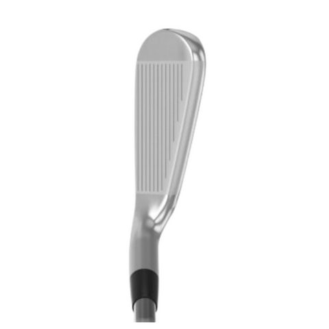 A close-up of a Mizuno JPX925 Hot Metal Irons Set (NS Pro Neo Shafts) club head, featuring its grooved face and hosel, isolated against a white background. Includes 5-PW + GW.