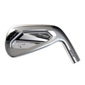 The Mizuno JPX925 Hot Metal Pro Irons Set (5-PW + GW) by Mizuno features a sleek, silver design with engraved text and geometric detailing on the compact players club heads, engineered for fast ball speed, shown against a white background.