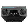 The Mizuno M-Craft X 04 Putter 2025 features a black and silver head, two circular weights, a central Mizuno logo, FOUR at the bottom, turquoise accent line, and “M.CRAFT” text highlighting its precision-milled high-MOI mallet design.