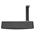Close-up of the Mizuno M-Craft X 05 Putter 2025 head in black, featuring a textured face and wing logo. M CRAFT is engraved on the neck of this forged carbon steel putter by Mizuno.