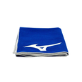 The Mizuno Tour Towel is a blue, super-absorbent golf towel featuring a white Mizuno logo and gray border, shown folded on a white background.