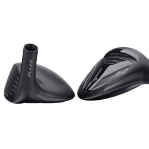 Side-by-side view of the Mizuno JPX 925 Fli-Hi Hybrid, showing both the sole and heel angles. The image highlights the "Fli-Hi" branding on the heel and the aerodynamic sole design, featuring a sleek black finish and a 22-degree loft marking on the sole for versatile play.