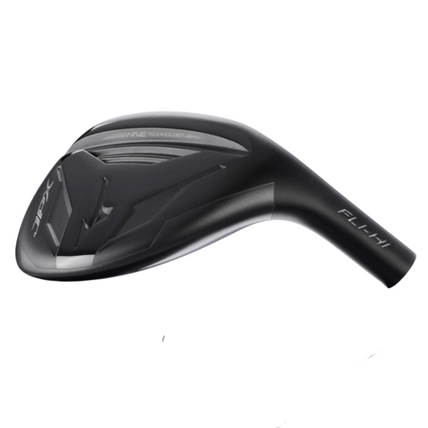 Mizuno JPX 925 Fli-Hi hybrid golf club in black, showcasing a Wave Technology sole for enhanced energy transfer. The clubhead features the Mizuno logo and aerodynamic design for optimized launch and distance, offering a forgiving and high-launch performance.