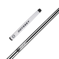 Close-up of the Odyssey 2025 DFX One Wide CH Putter shaft, showing a white ODYSSEY grip and metallic DFX logo—ideal for fans of wide blade putters seeking a soft DFX insert from Odyssey.