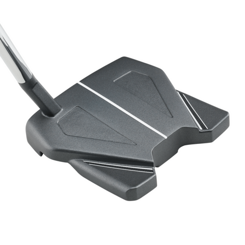 The Odyssey 2025 DFX Ten S Putter | Left Handed from Odyssey boasts a matte black finish, geometric high-MOI mallet design, and white alignment lines on top—perfect for left-handed putter fans seeking precision and style.