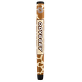 The Odyssey 2025 Limited Edition Giraffe Beam Double Wide CH Putter features a brown and beige giraffe print grip with ODYSSEY in bold white letters displayed vertically along the center.