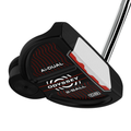 Sole view of the black and red Odyssey Ai-DUAL 2-Ball DB Putter head.