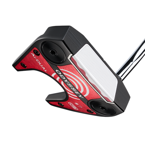 Red, black, and silver Odyssey Ai-DUAL #7 DB Putter head.