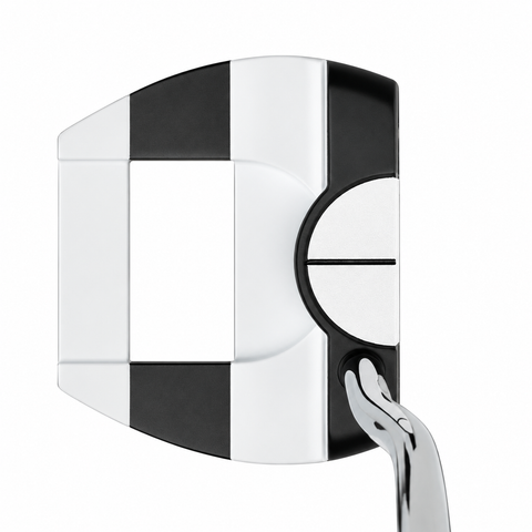 Odyssey Ai-DUAL Jailbird Mini ½ Ball Putter | Left-Handed at address; main image digitally adapted to show left-hand orientation