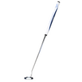 The Odyssey Ai-ONE CRUISER Jailbird 2-Ball DB Putter features a slim chrome shaft, white and blue grip, and a flat black and white 2-Ball Alignment club head, shown on a white background.