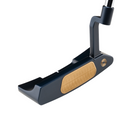 A close-up of the Odyssey Ai-ONE Milled One Wide T CH Putter by Odyssey, featuring a dark metallic head and textured gold face insert, shown against a white background.