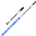 Close-up of the Odyssey Ai-ONE Milled Rossie V T DB Putter, showcasing its white ODYSSEY-branded grip and blue-and-white STROKE LAB shaft, highlighting the forgiveness typical of this Odyssey model.