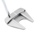 The Callaway Odyssey Ai-ONE Silver Seven DB Putter is a high MOI mallet with two white alignment lines, a curved back cutout, and advanced Ai face technology for improved performance.
