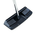 Close-up of an Odyssey Ai-ONE Square 2 Square Double Wide Cruiser Putter head with a silver shaft, isolated on white. The modern, angular design features an AI-designed insert for precise performance. Brand: Odyssey.