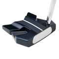 Close-up of the Odyssey Ai-ONE Wing Back DB Putter by Odyssey, featuring a modern black design, white alignment line, textured face, and chrome shaft—crafted for superior stability and forgiveness on the green.