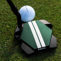 Odyssey TRTL Crank Hosel putter with a golf ball, showing the face insert and Twin Track lines