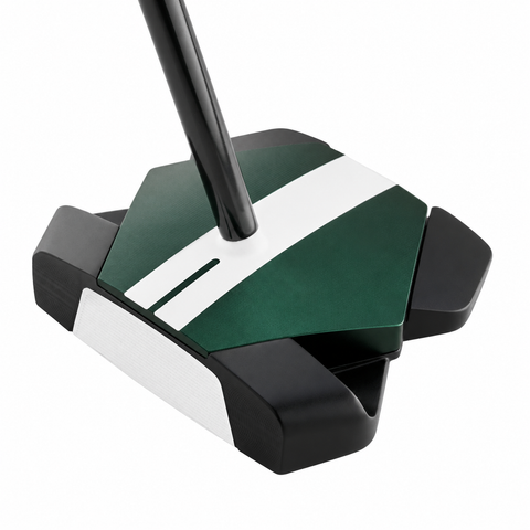 Odyssey TRTL Max Square 2 Square left-hand putter, angled face view showing the Ai-Star insert; digitally adapted to left-hand orientation