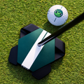 Odyssey TRTL Max Square 2 Square left-hand putter at address beside a ball on the green; digitally adapted to left-hand orientation