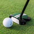Odyssey TRTL Slant Neck putter behind a ball on the green, showing the face and slant hosel