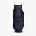 Ogio Silencer Cart Bag 25 in black colour with a ront view showing the pockets and handle grips on top
