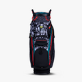 Ogio Silencer Cart Bag 25 in Safari theme showing the front of the golf bag and it's bright colours