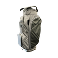 The Ogio 2026 Silencer Cart Bag in Quartz features a 15-way silencer top, multiple zippered pockets, top handle, and a sleek modern design, shown on a white background.