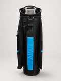 Rear view of PGF Lady Futura black and blue women's cart bag