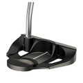 The PING 2025 Scottsdale Craz-E Putter by Ping features a matte black head with a silver face insert, curved design, high MOI, and a chrome shaft attached at the heel; displayed on a white background.