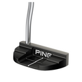 The PING 2025 Scottsdale DS72 Putter by Ping is a black mid-mallet with a metallic shaft, white alignment line, and PING logo on the back, photographed on a white background.