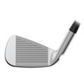 A close-up view of the Ping 2025 i240 Irons Set club head displays its grooved face and angled hosel against a white background—ideal for golfers wanting a premium players irons set.
