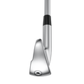 Close-up of the Ping 2025 iDi Driving Irons club head, viewed from the back and at an angle, displays a visible screw at the base. The steel shaft connects with a black collar—offering a sleek long-iron option.