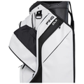 A close-up of the PING 2026 DLX 244 Cart Golf Bag in white by Ping, featuring a 15-way top, multiple zippered pockets, and spacious compartments.
